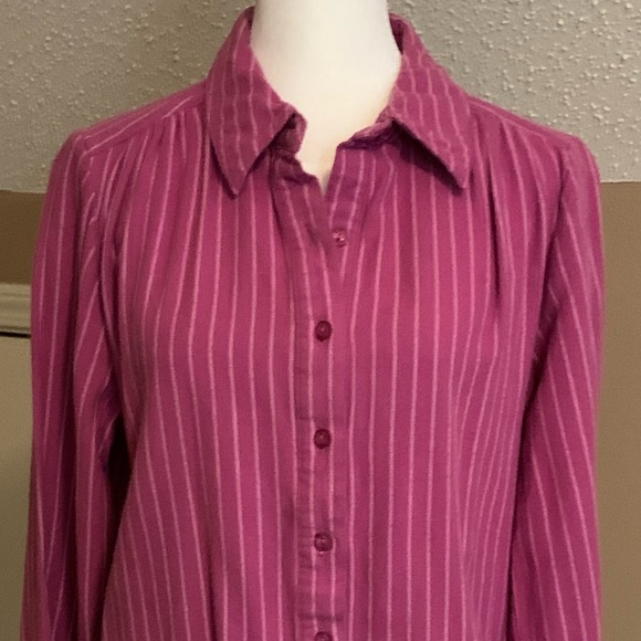 Denim & Co. Long Sleeve Striped Flannel Shirt - Picture 1 of 8